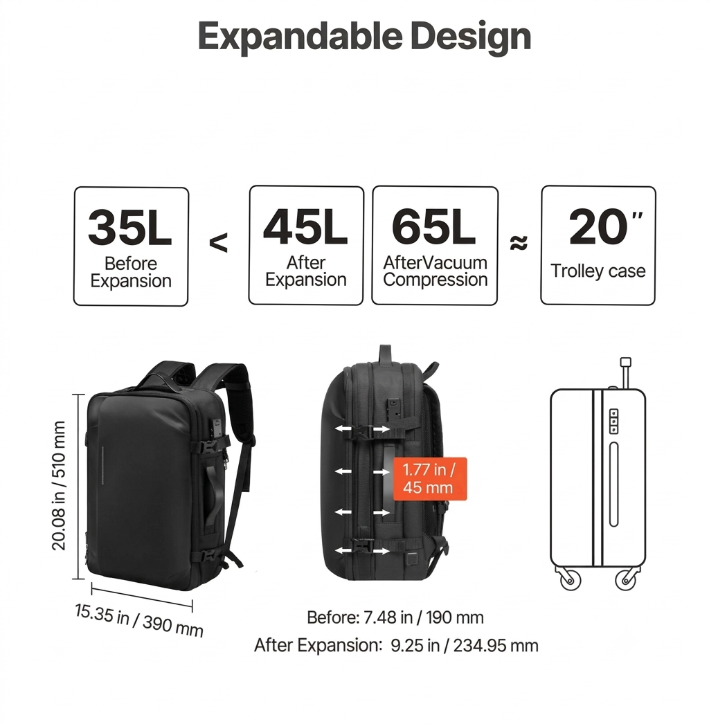 Aero Compress - Mochila de compresión expandible definitiva