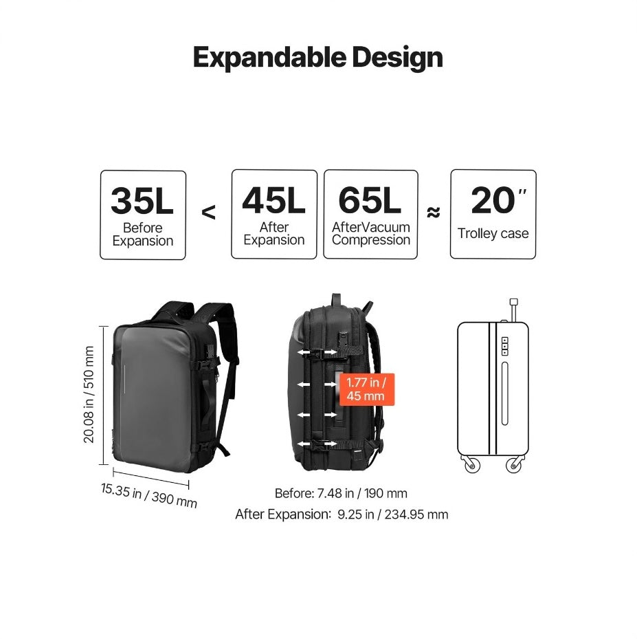 Aero Compress - Ultimate Expandable Compression Backpack